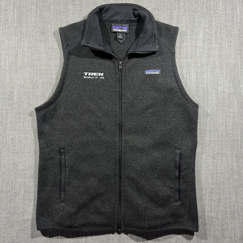 Patagonia Vest Mens Medium Gray Fleece Full Zip Trek Waterloo 1976 Cycling Logo